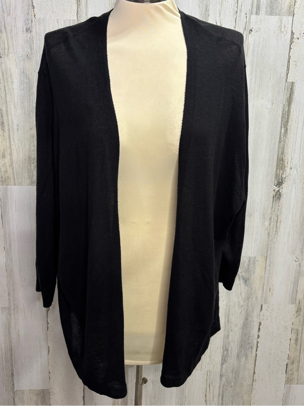 Worthington Black Plus Size Open-Front Cardigan Sweater